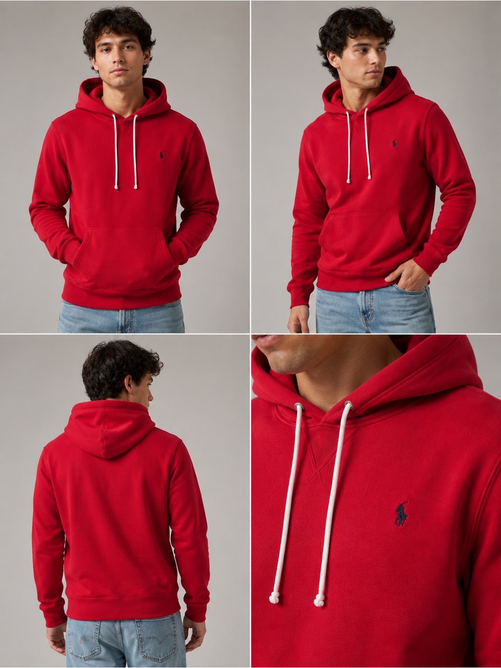 Polo by Ralph Lauren Red Pullover Hoodie with Navy Pony